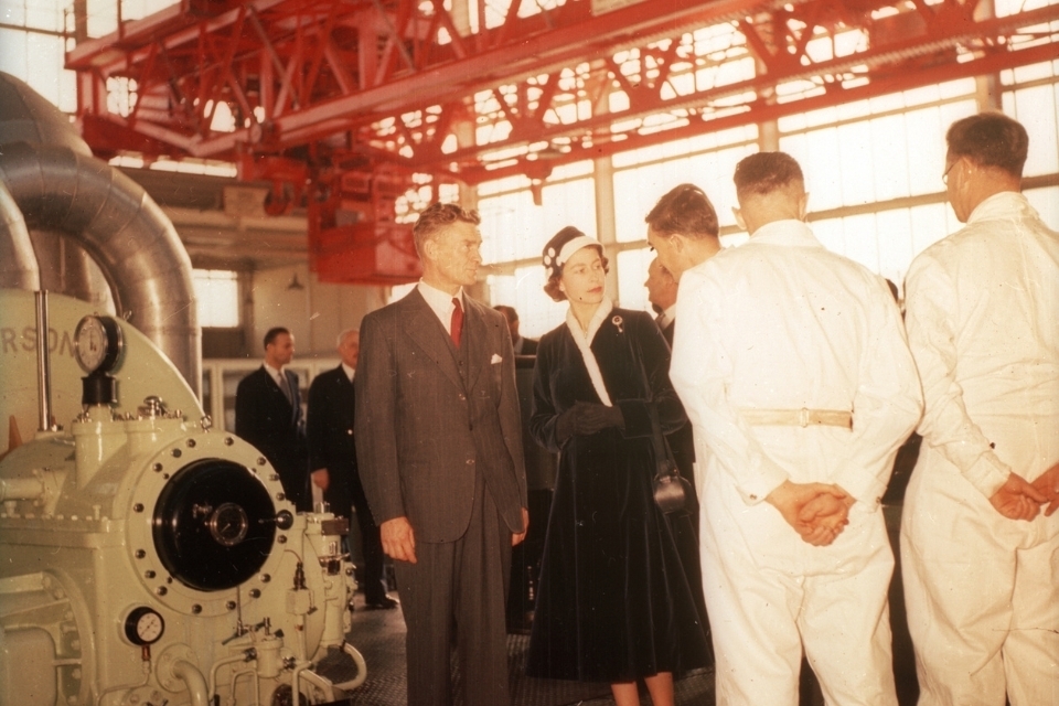 Queen Elizabeth II opening Calder Hall in 1956.